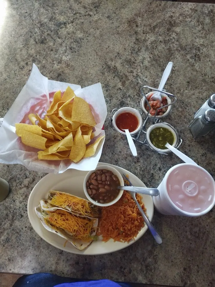 Combination Plate of Taco's Rice and Beans